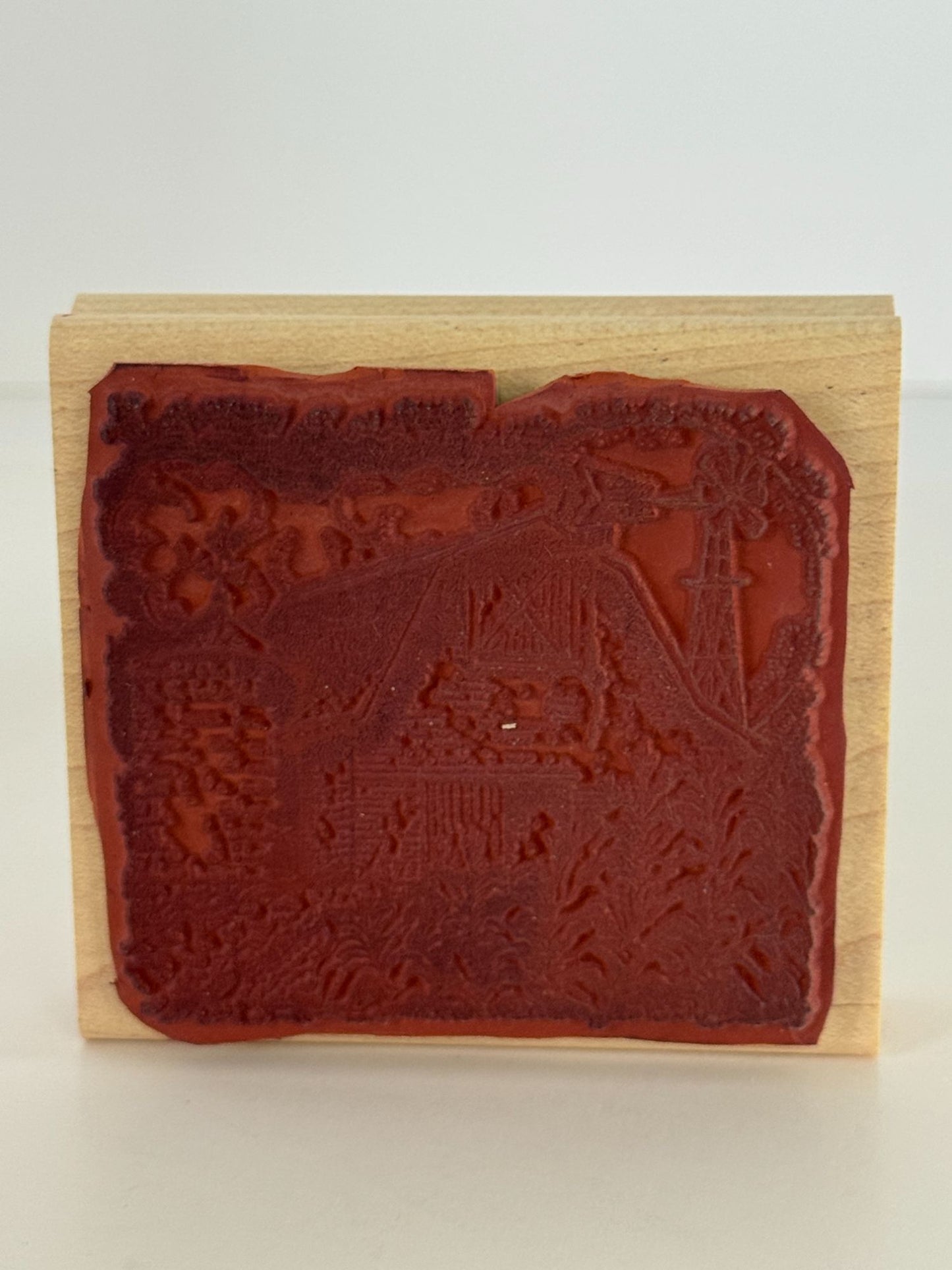 Stampin Up Wood Rubber Stamps Peaceful Pastoral Farm Barn Tractor Weather Vane