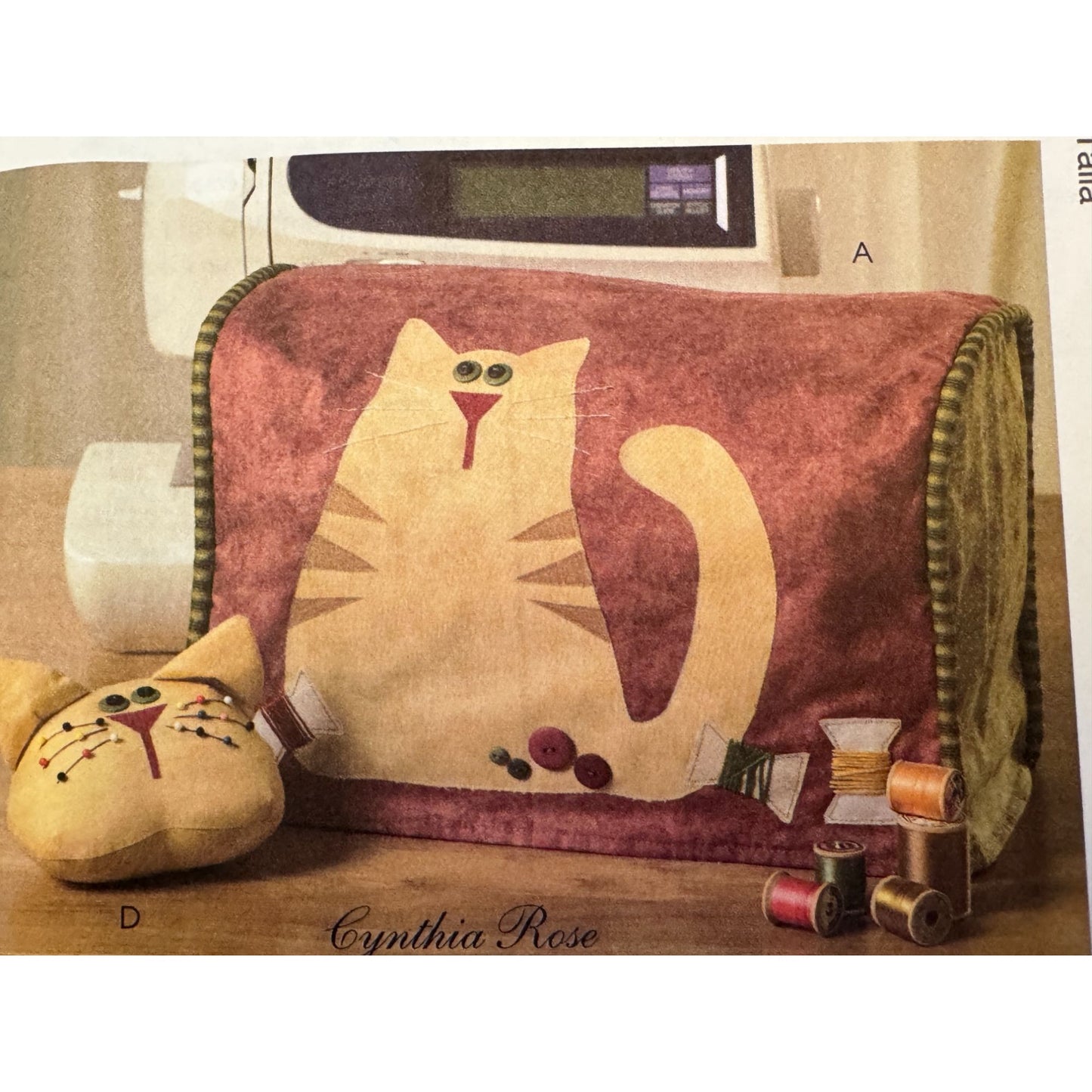 McCalls Pattern M5017 Sewing Machine Cover Craft Room Decor Organizer Cat Uncut