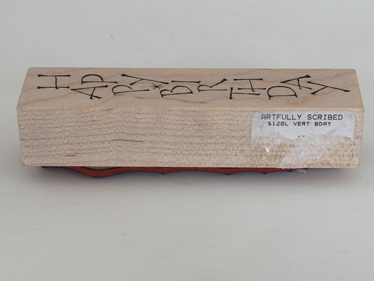 Wordsworth Rubber Stamp Happy Birthday Card Making Vertical Artfully Scribed