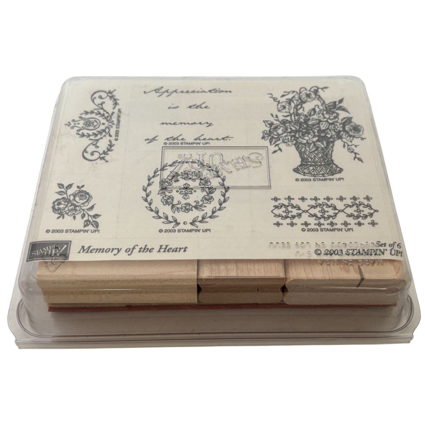 Stampin Up Wood Rubber Stamp Set Appreciation is the Memory of the Heart Flowers