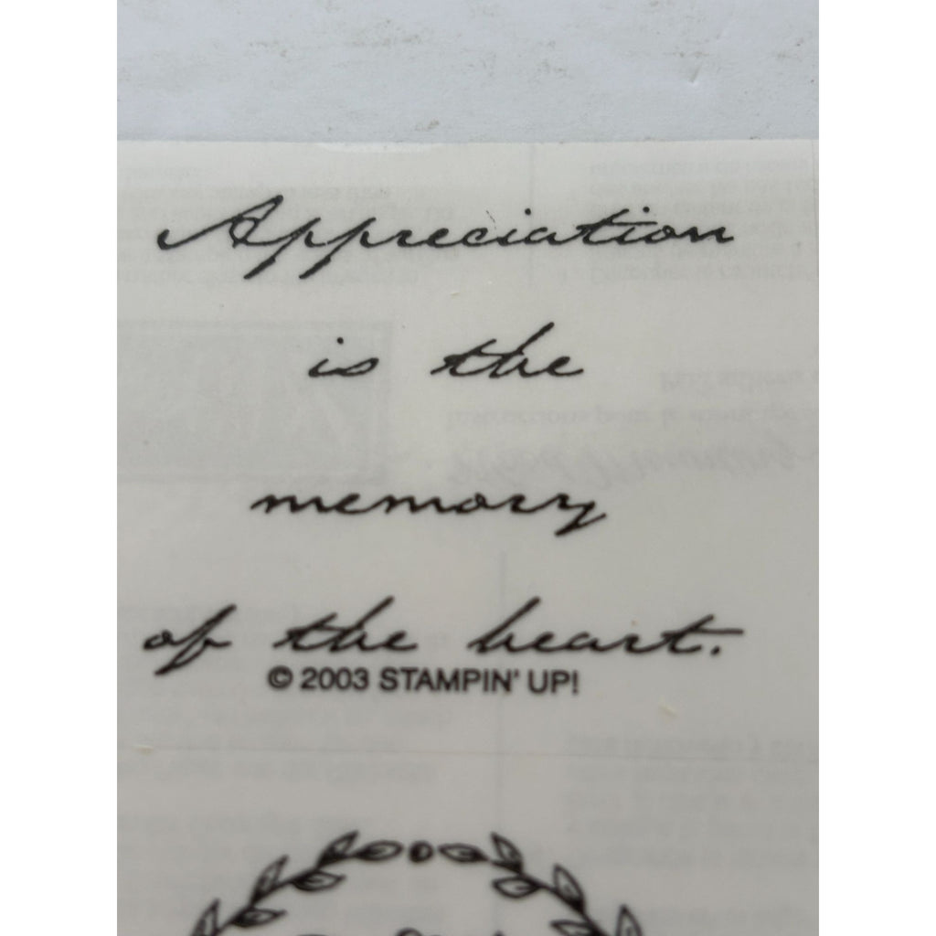 Stampin Up Wood Rubber Stamp Set Appreciation is the Memory of the Heart Flowers