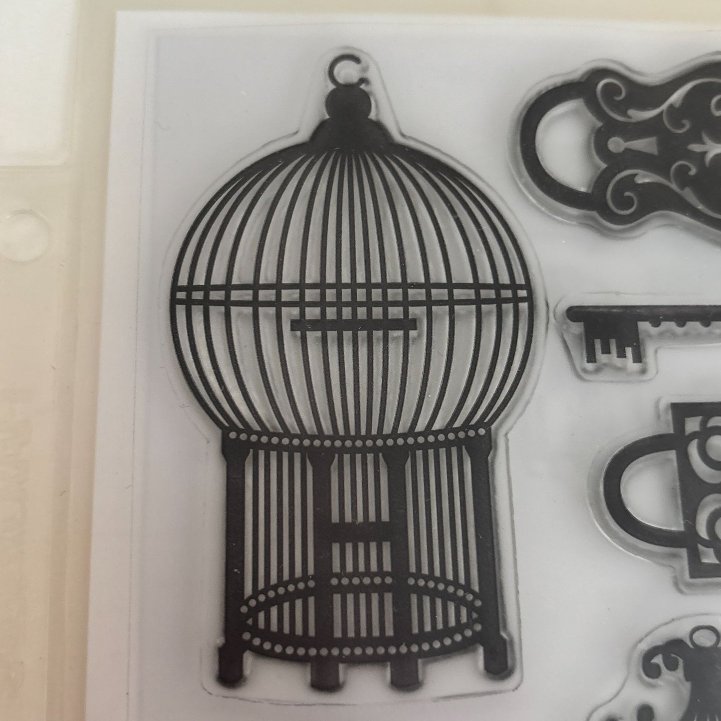 KaiserCraft Clear Stamp Set Le Chateau Birdcage Key Vintage Paris Card Making Chandelier Steampunk
