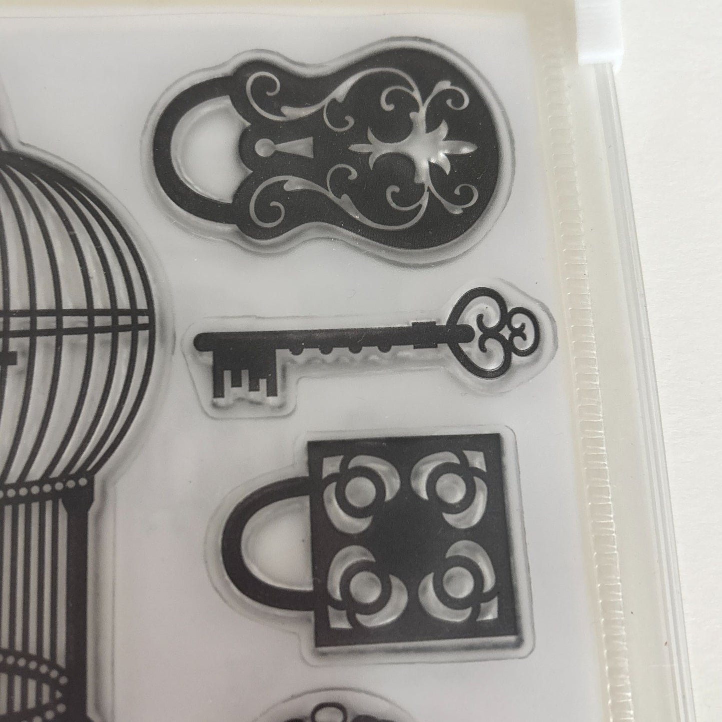 KaiserCraft Clear Stamp Set Le Chateau Birdcage Key Vintage Paris Card Making Chandelier Steampunk