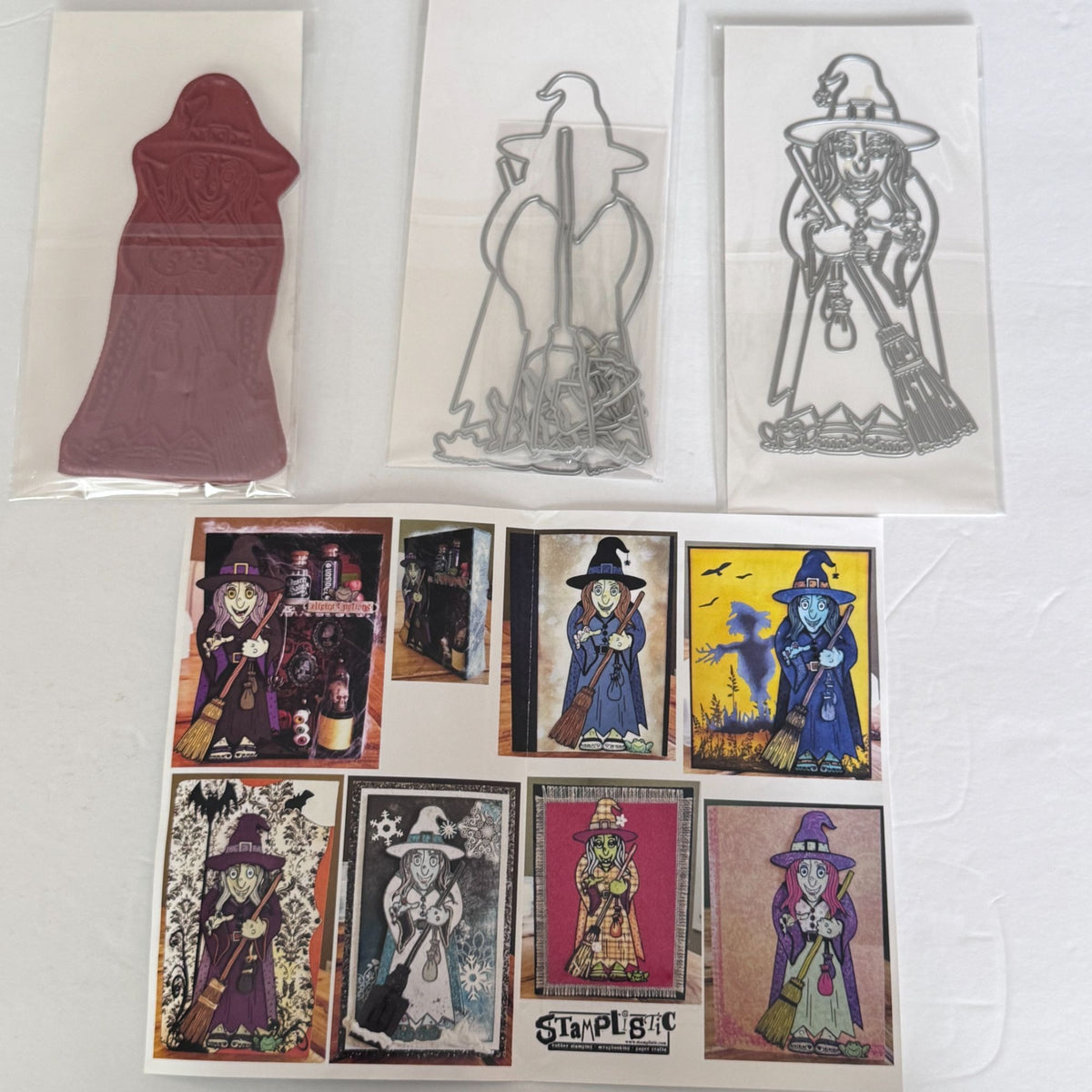 Stamplistic Rubber Stamp Layering Dies Frederica Witch Halloween Cardmaking Mixed Media