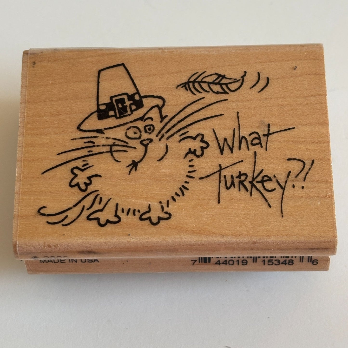 Stampendous Rubber Stamp Fluffles Cat Ate What Turkey Thanksgiving Funny Words