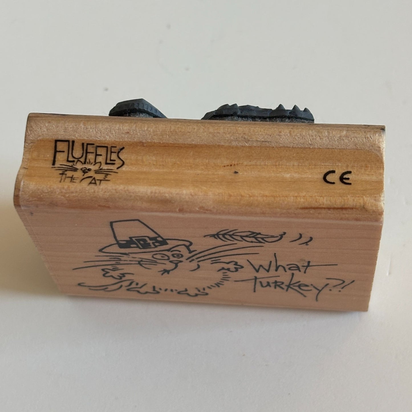 Stampendous Rubber Stamp Fluffles Cat Ate What Turkey Thanksgiving Funny Words