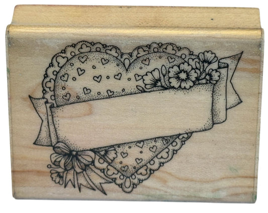 Hero Arts Rubber Stamp Ribboned Heart Banner Sign Valentines Day Love Wedding