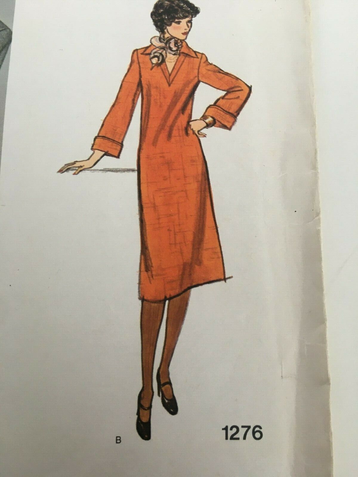 Vogue Sewing Pattern 1276 Bill Blass Designer Midi Dress Vintage 70s Size 10 Uncut