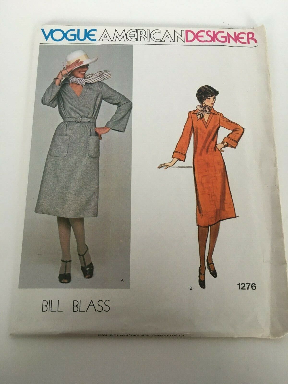 Vogue Sewing Pattern 1276 Bill Blass Designer Midi Dress Vintage 70s Size 10 Uncut