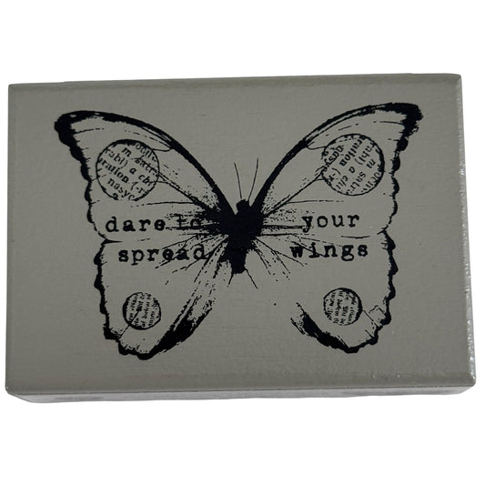 Prima Finnabair Rubber Stamp Dare To Spread Your Wings Butterfly Inspirational Words Support Crafting Tool