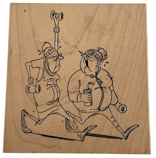 Art Impressions Rubber Stamp Power Walkers Jogging Old Lady Exercise Funny U1925