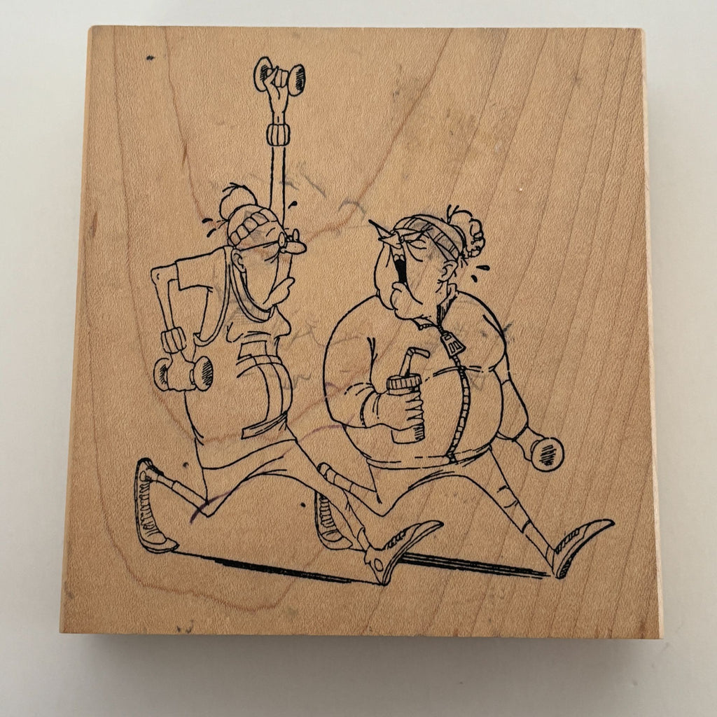 Art Impressions Rubber Stamp Power Walkers Jogging Old Lady Exercise Funny U1925