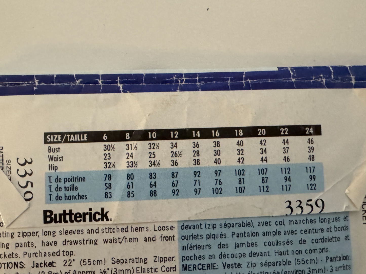 See & Sew Butterick Sewing Pattern 3359 Jogger Pants Cord Stoppers Ankle 6 8 10