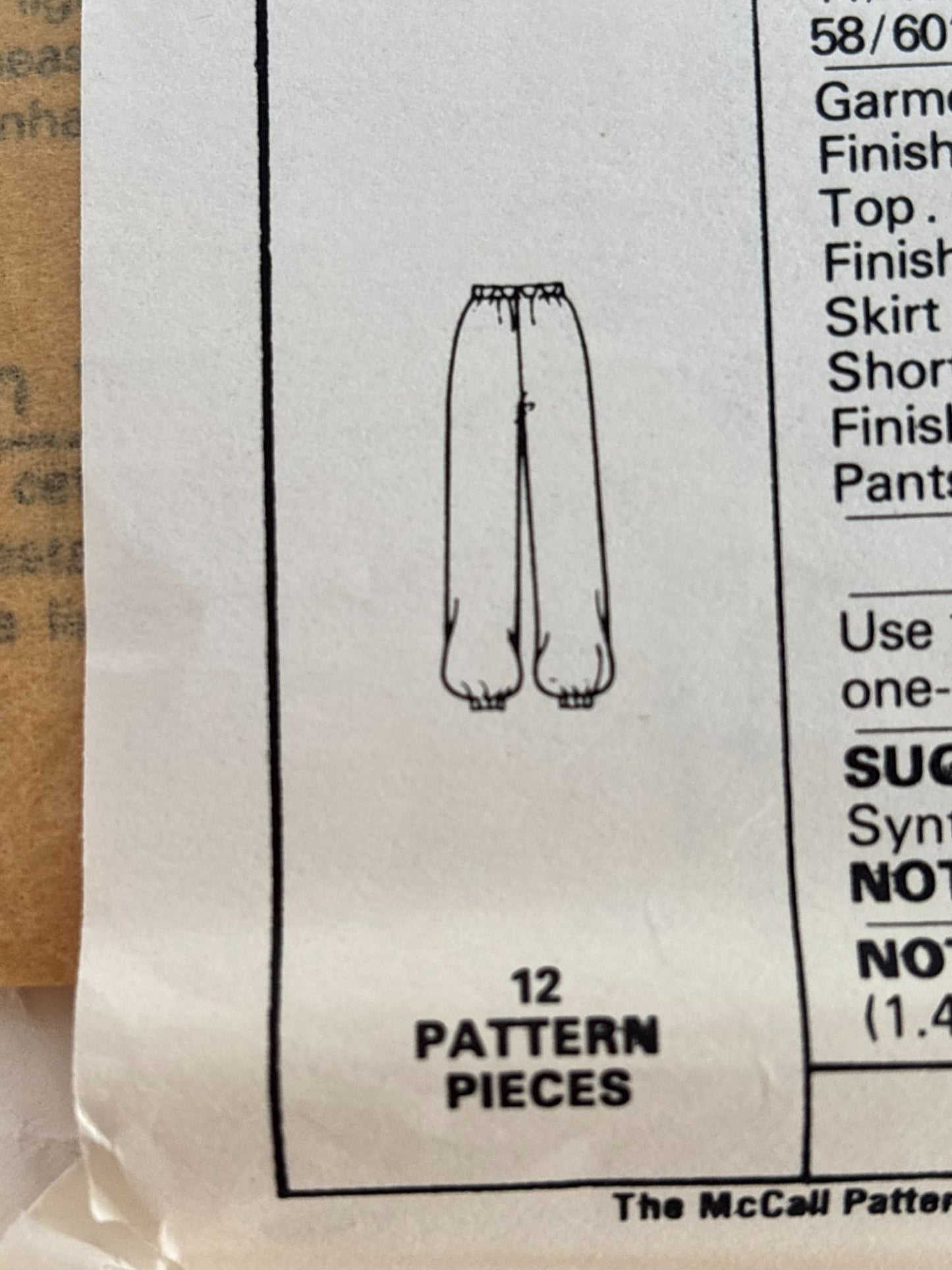 McCalls Sewing Pattern 8120 Misses Top Flared Skirt Pants Size 8 Bust 31 1/2" UC