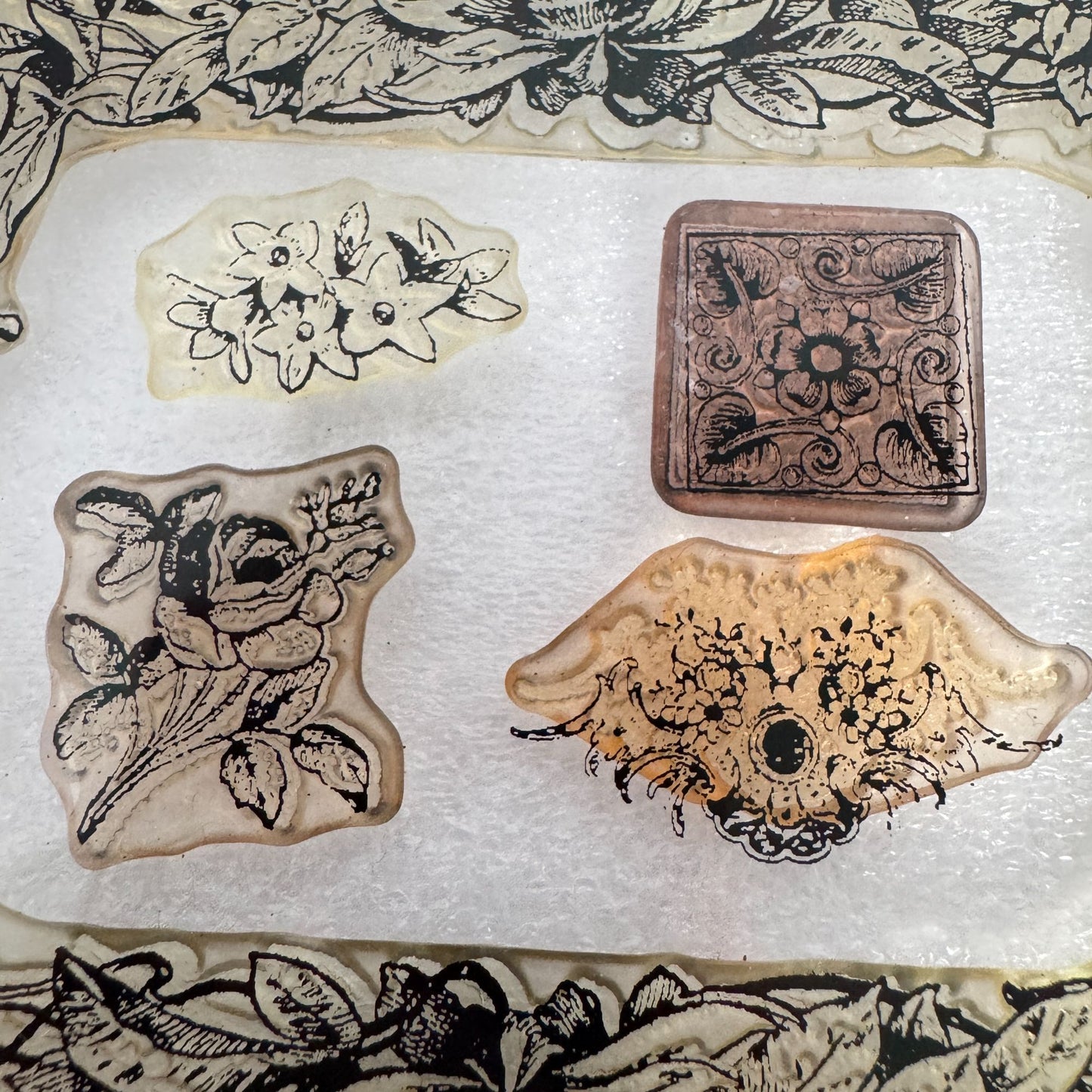 CTMH Acrylic Stamp Set Victorian Blossoms Frame Flowers Mini Butterfly D1123