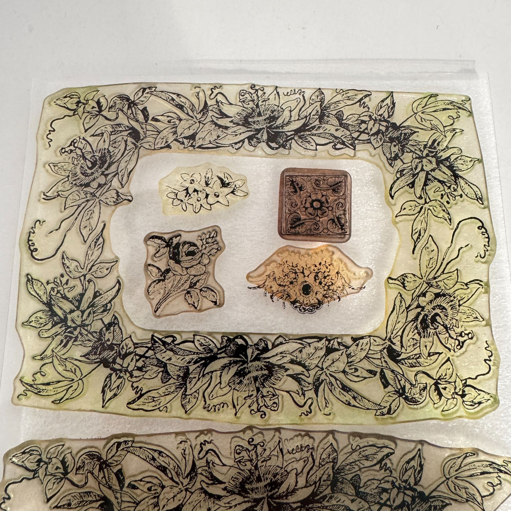 CTMH Acrylic Stamp Set Victorian Blossoms Frame Flowers Mini Butterfly D1123