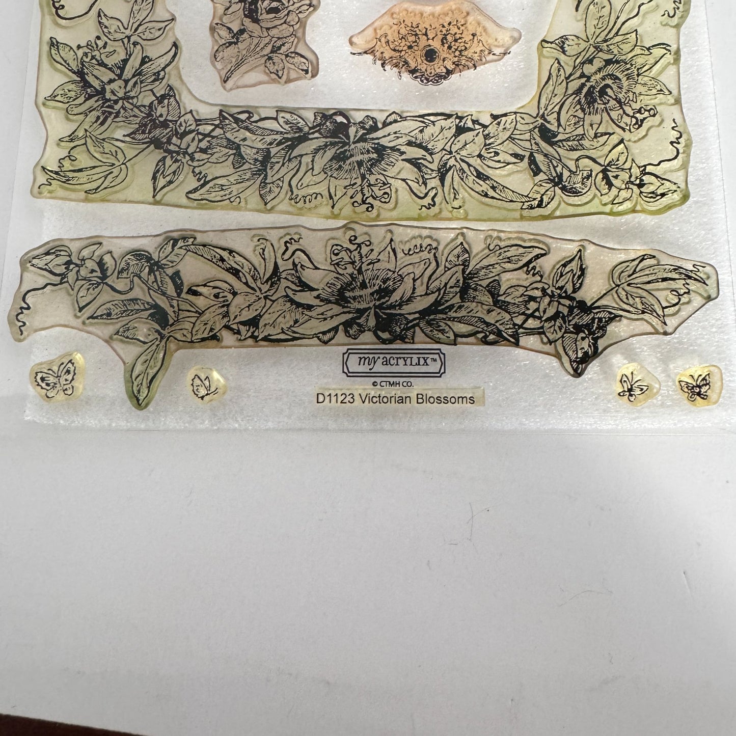 CTMH Acrylic Stamp Set Victorian Blossoms Frame Flowers Mini Butterfly D1123