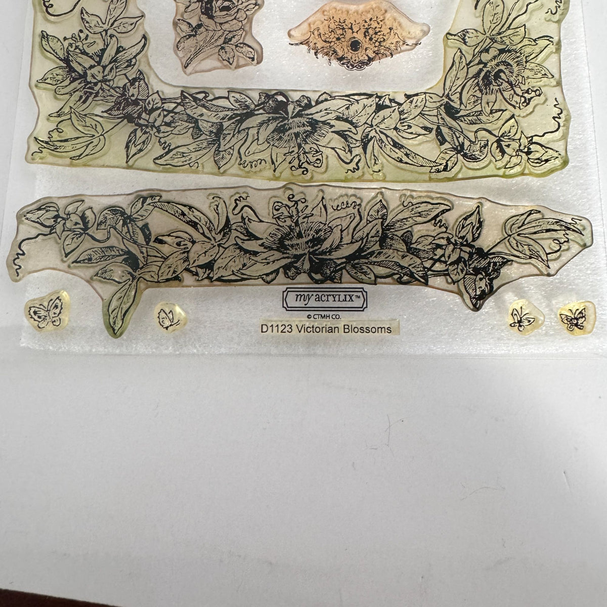 CTMH Acrylic Stamp Set Victorian Blossoms Frame Flowers Mini Butterfly D1123