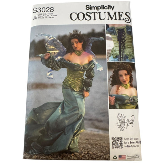 Simplicity Sewing Pattern S3028 Fairy Costume Halloween Fantasy Cosplay 16-24 UC