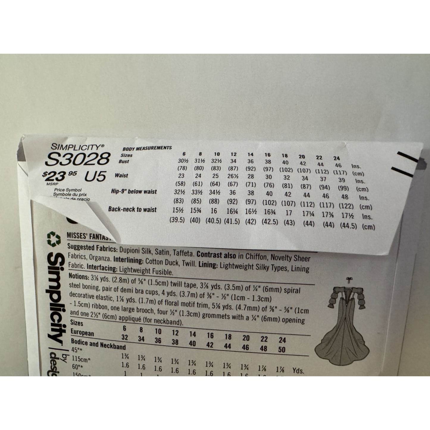 Simplicity Sewing Pattern S3028 Fairy Costume Halloween Fantasy Cosplay 16-24 UC