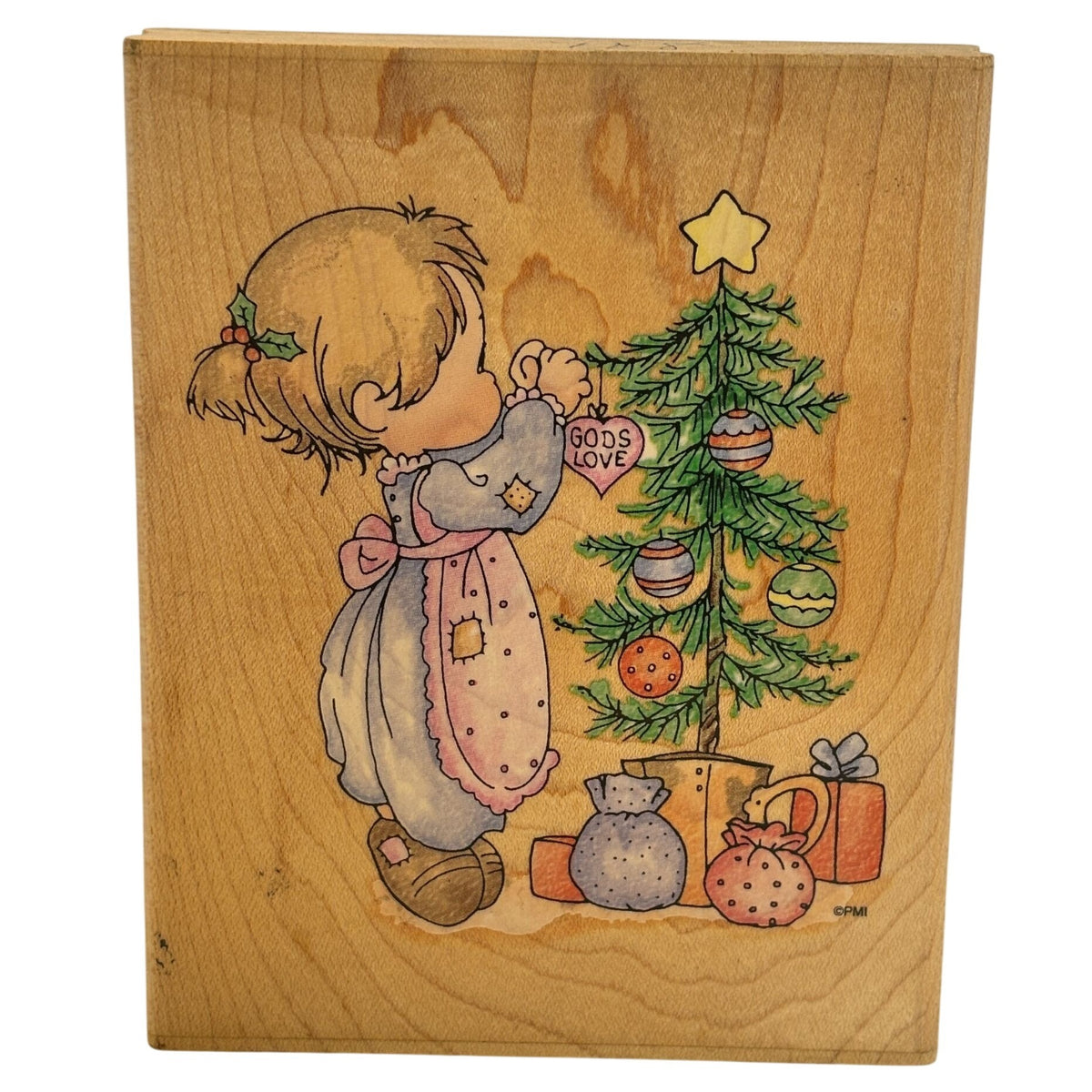 Precious Moments Rubber Stamp God Sent His Best Christmas Tree Cardmaking Girl Religious Stampendous