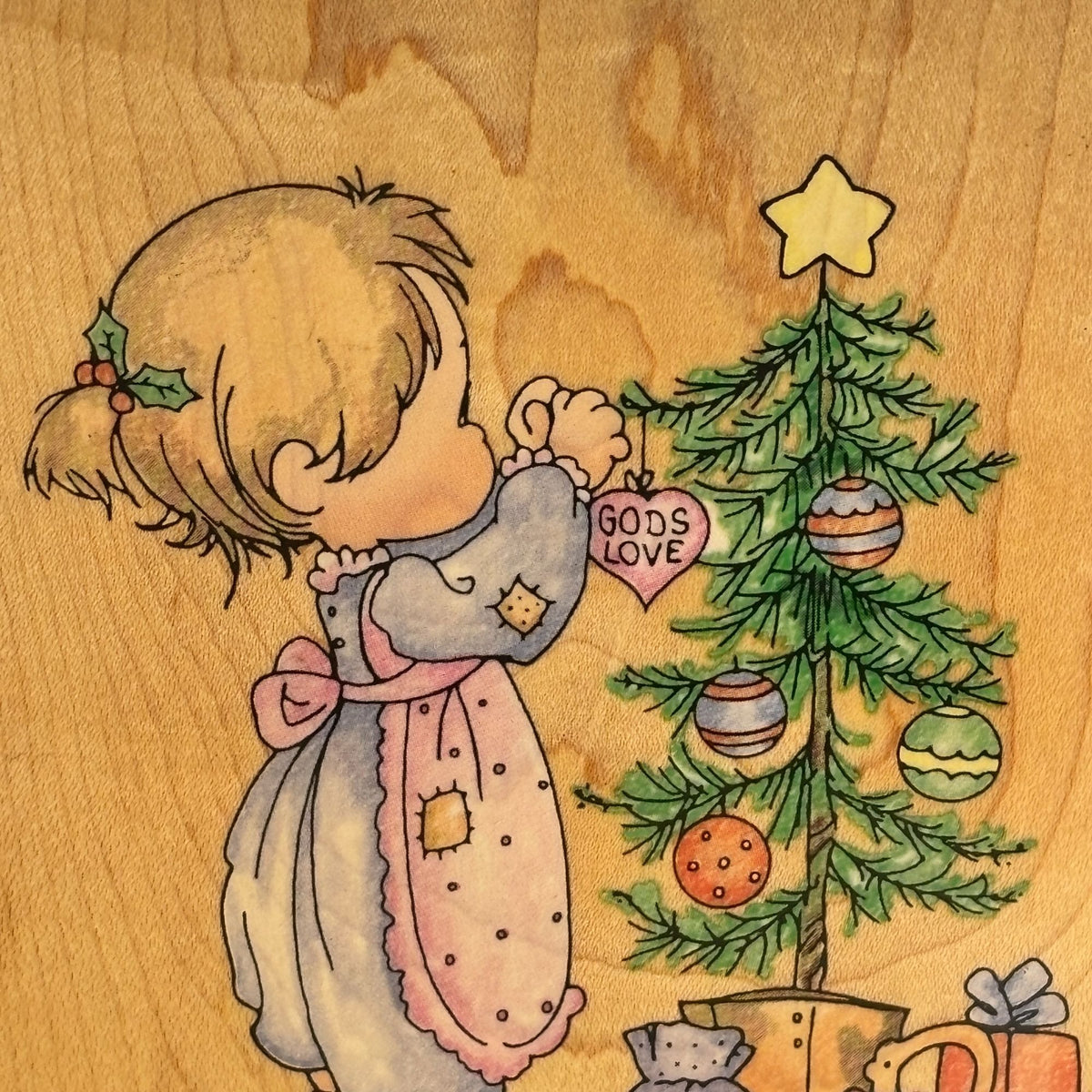 Precious Moments Rubber Stamp God Sent His Best Christmas Tree Cardmaking Girl Religious Stampendous