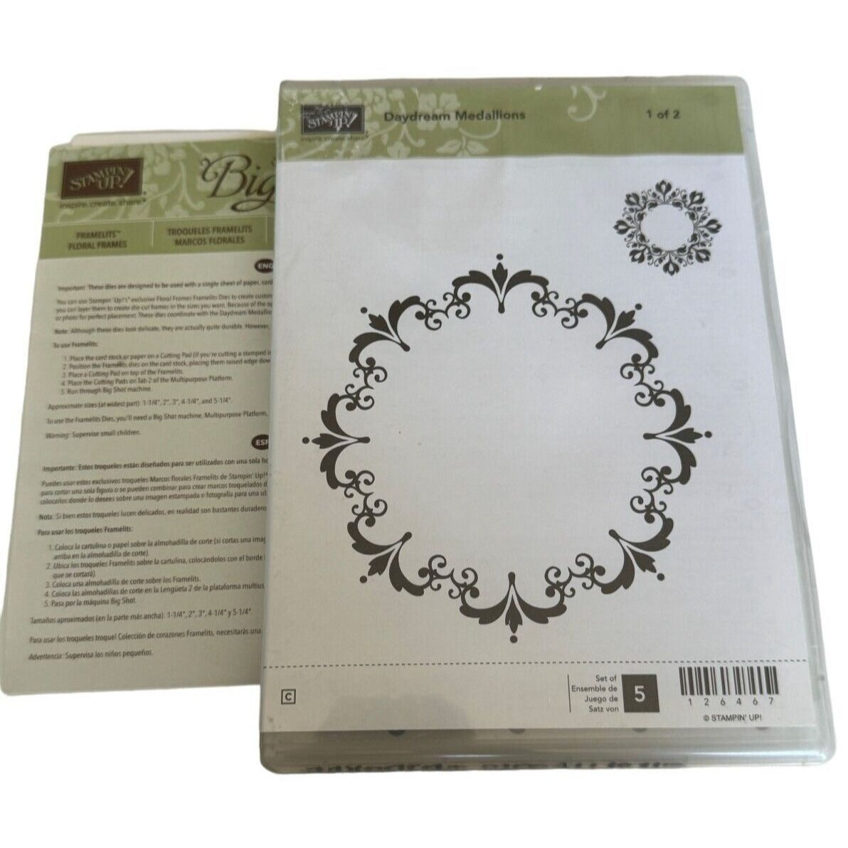 Stampin Up Cling Stamp Daydream Medallions Set 1 & 2 Framelits Dies Floral Frame