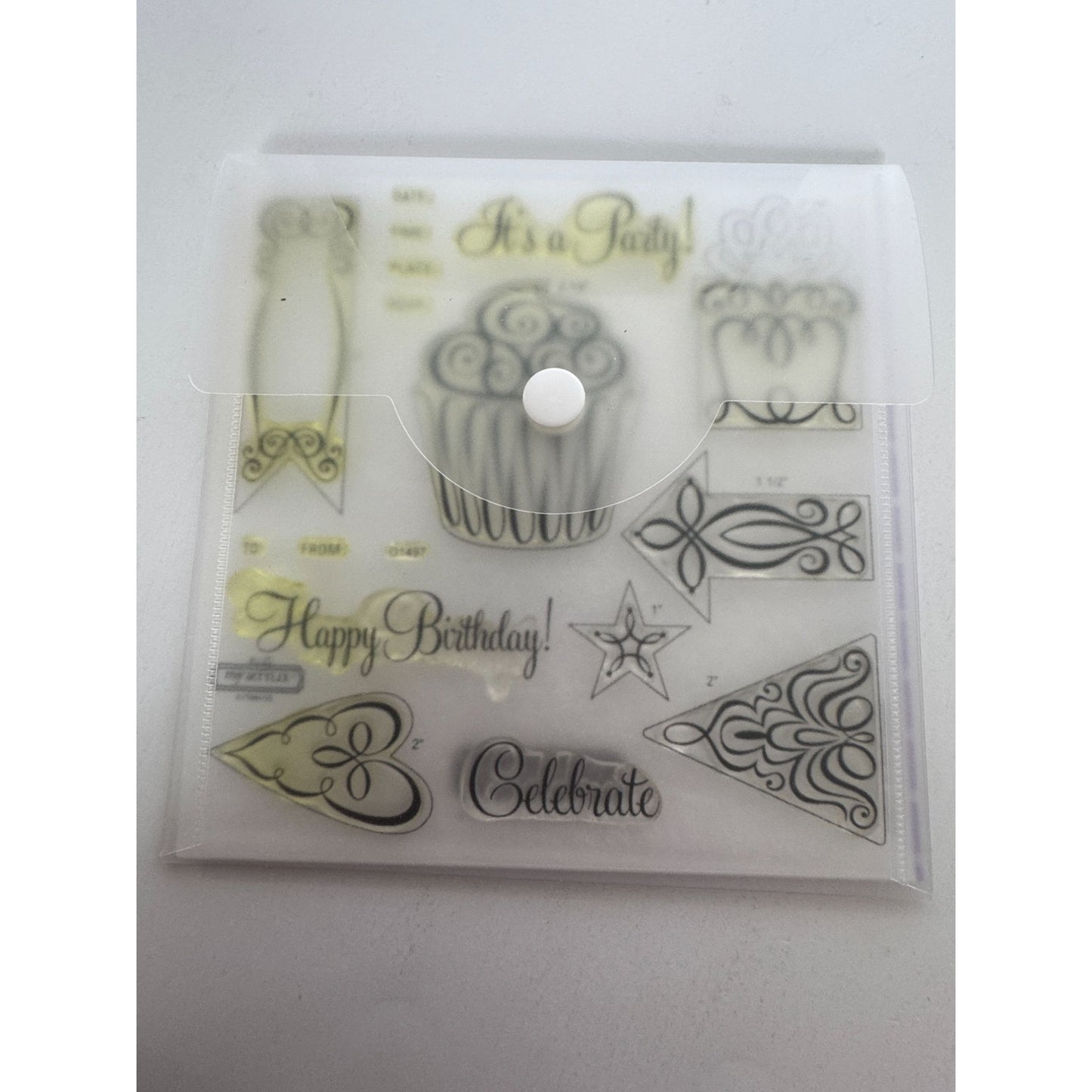 CTMH My Acrylix Acrylic Stamp Set Its a party Birthday Cupcake Invitation RSVP