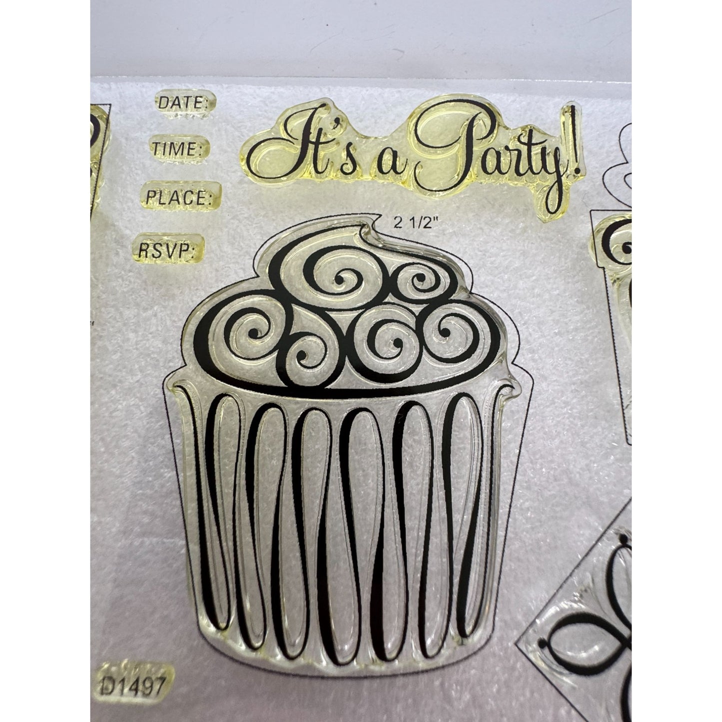 CTMH My Acrylix Acrylic Stamp Set Its a party Birthday Cupcake Invitation RSVP