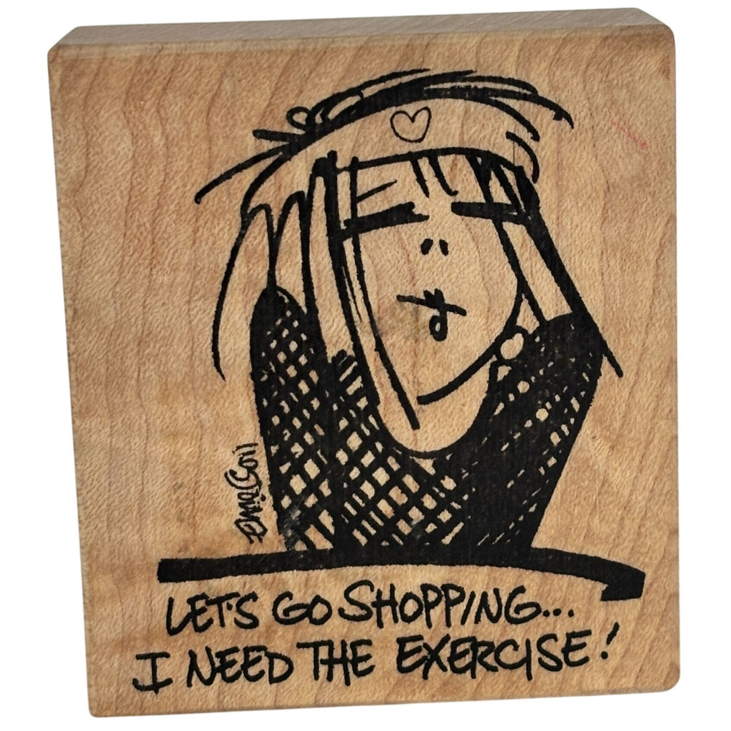 American Art Stamp Rubber Stamp Lets Go Shopping Emerson Quillin Funny Quote Sassy Exercise