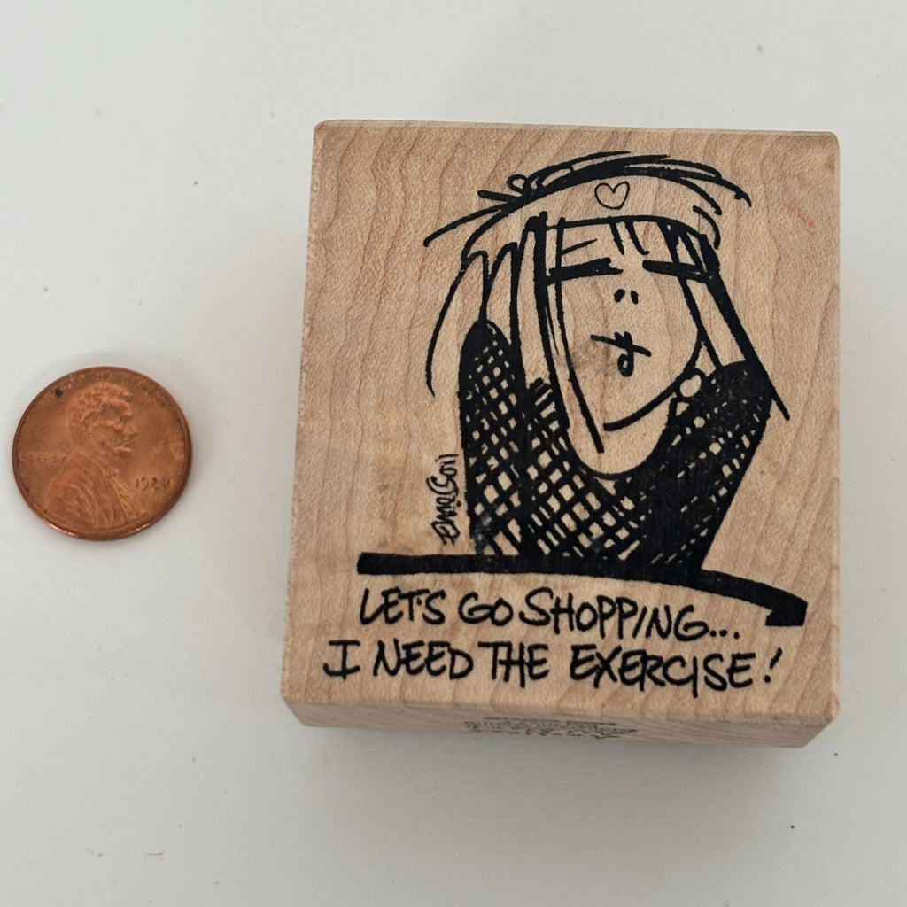 American Art Stamp Rubber Stamp Lets Go Shopping Emerson Quillin Funny Quote Sassy Exercise