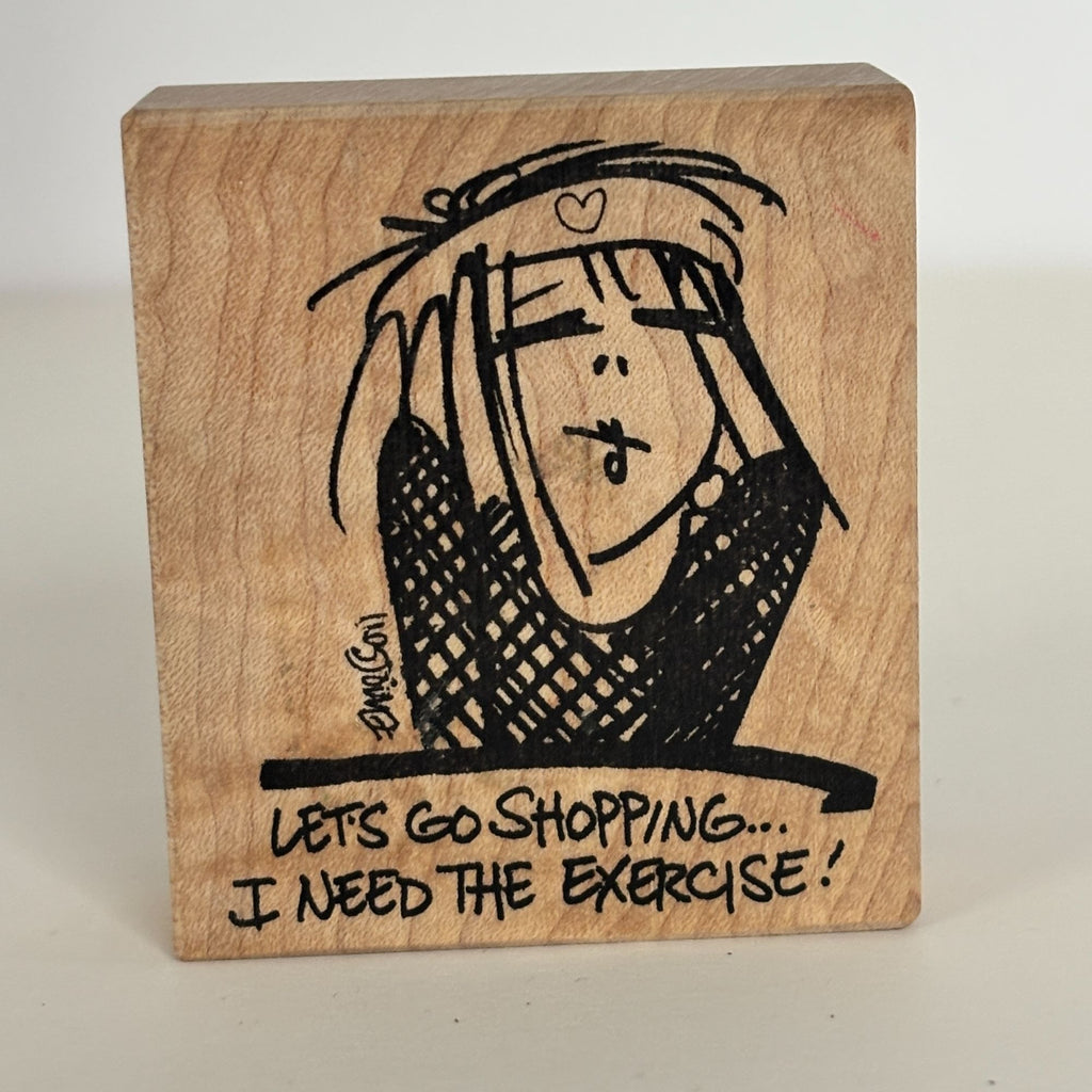 American Art Stamp Rubber Stamp Lets Go Shopping Emerson Quillin Funny Quote Sassy Exercise