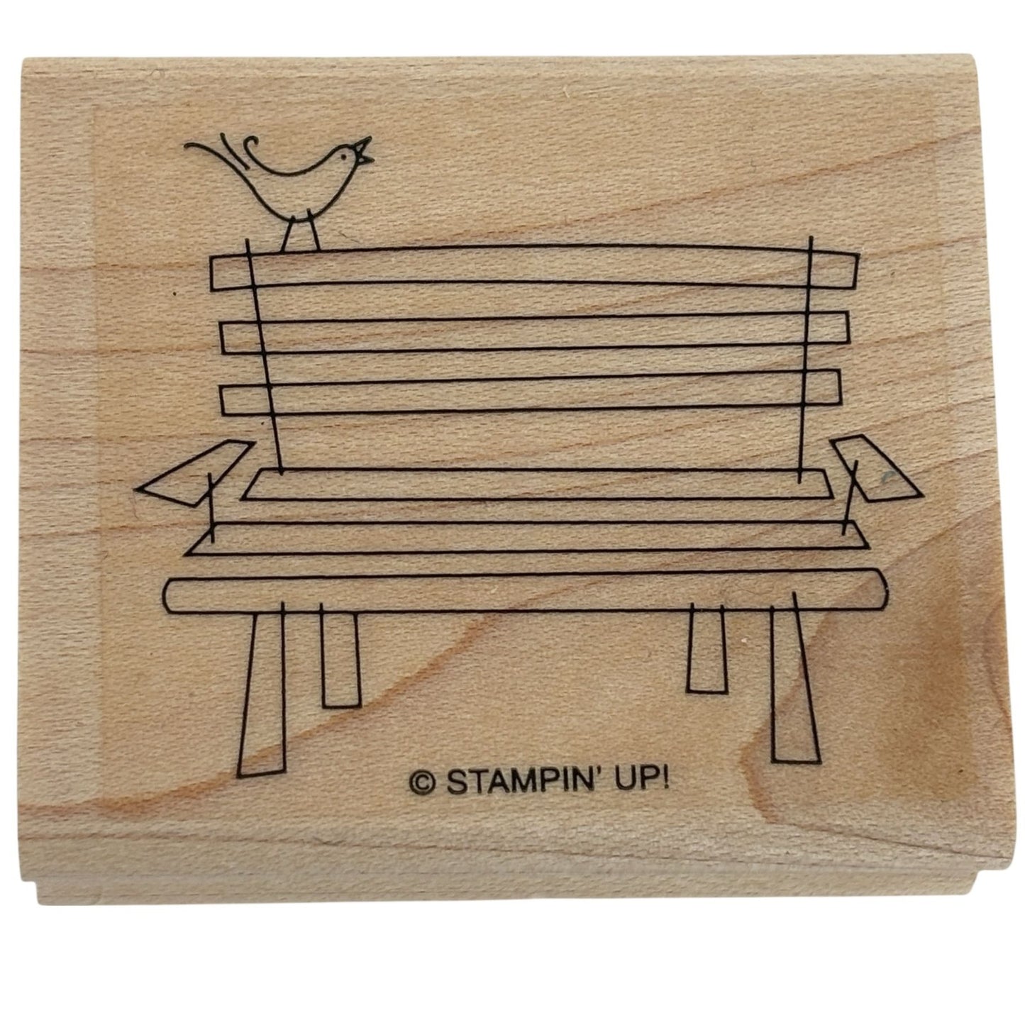 Stampin Up Wood Rubber Stamp Park Bench Bird Garden Nature Relax Sit Card Making