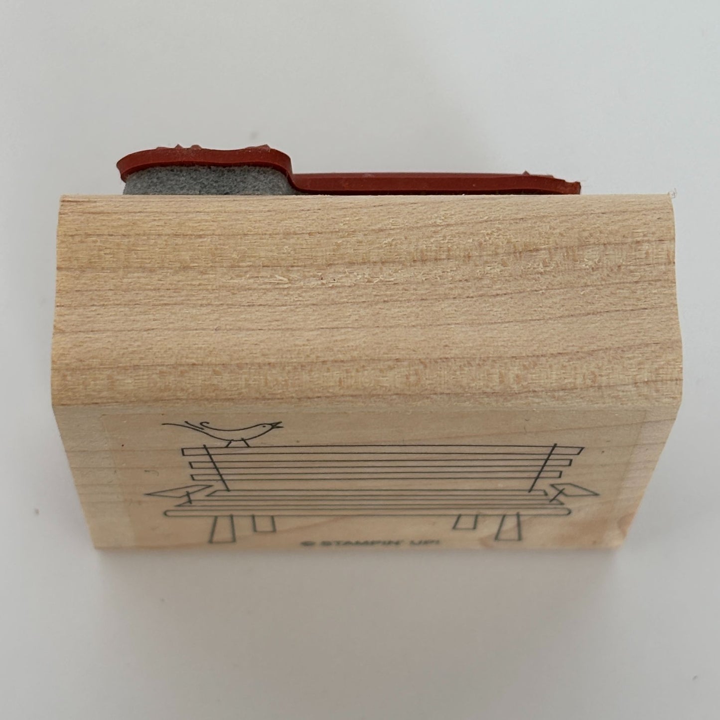 Stampin Up Wood Rubber Stamp Park Bench Bird Garden Nature Relax Sit Card Making