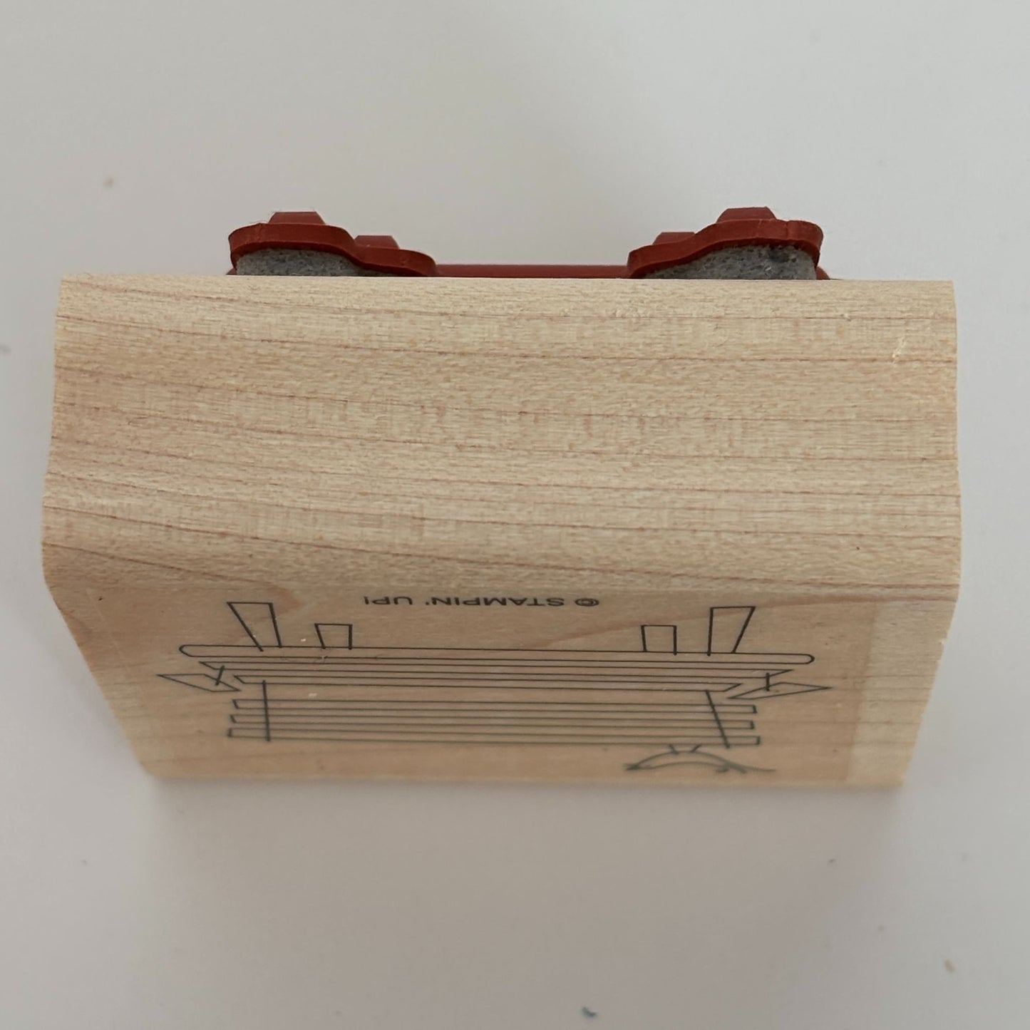 Stampin Up Wood Rubber Stamp Park Bench Bird Garden Nature Relax Sit Card Making