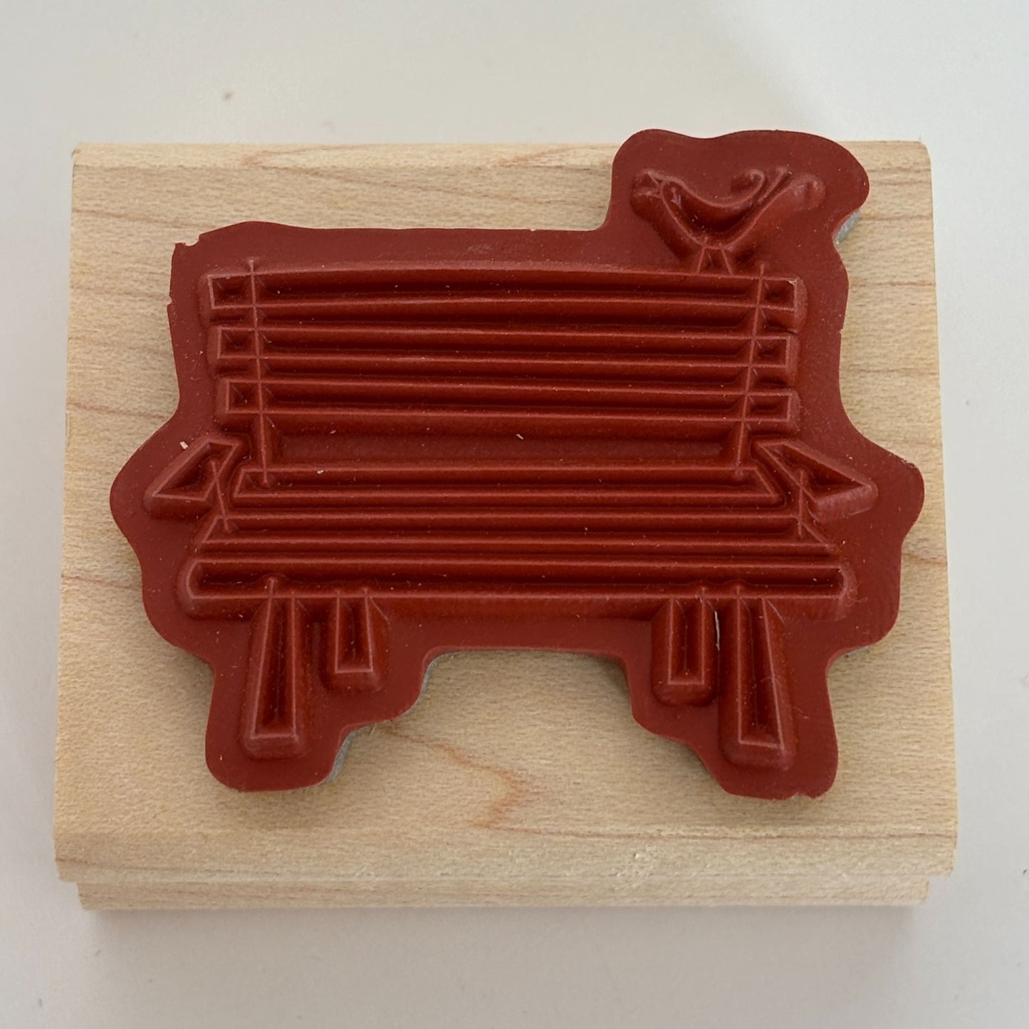 Stampin Up Wood Rubber Stamp Park Bench Bird Garden Nature Relax Sit Card Making