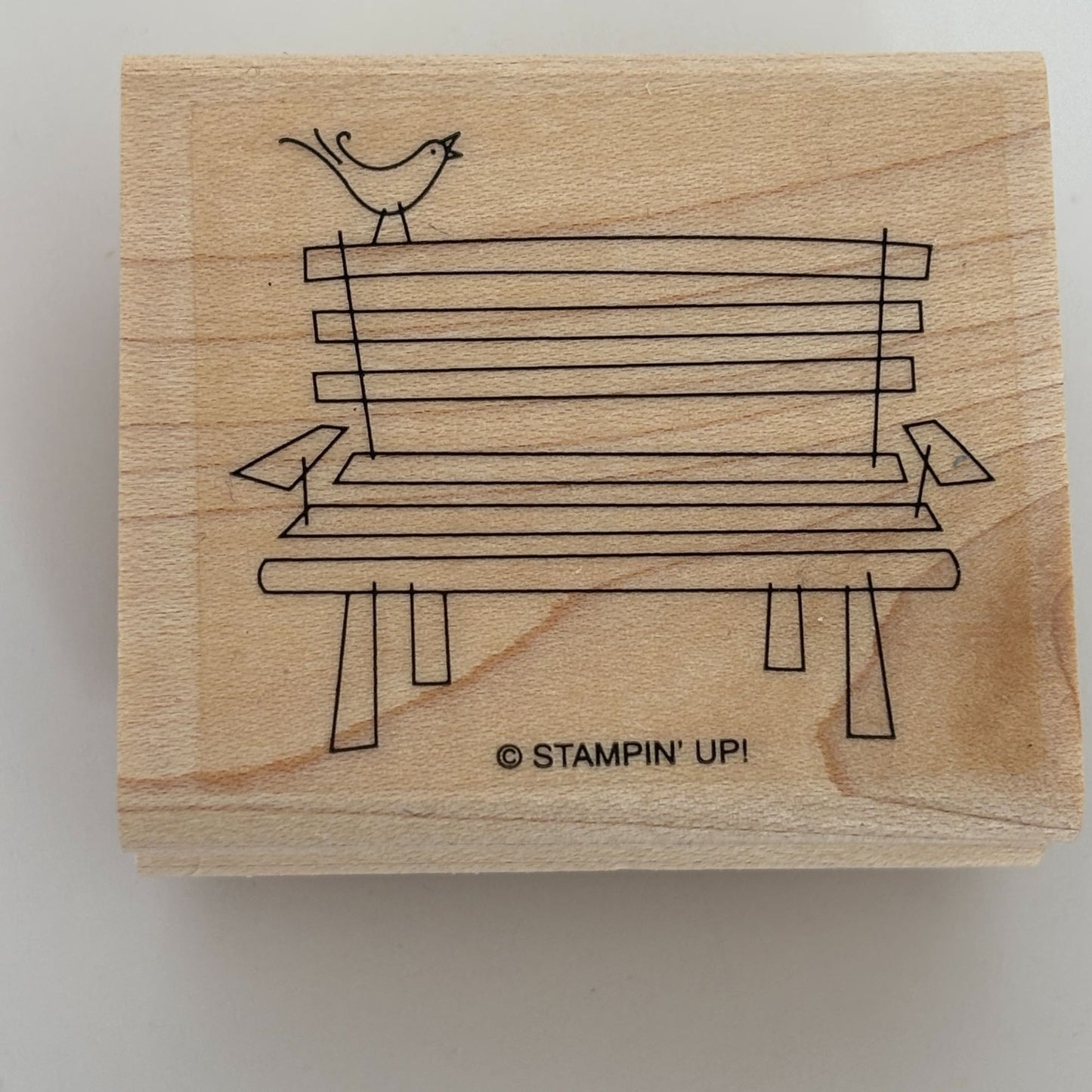 Stampin Up Wood Rubber Stamp Park Bench Bird Garden Nature Relax Sit Card Making
