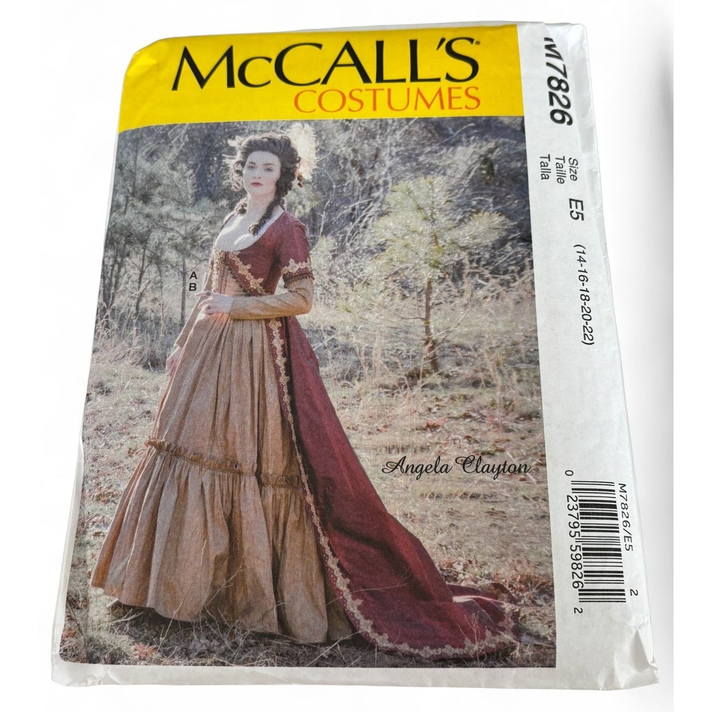 McCalls M7826 Costume Sewing Pattern Colonial Dress Historical Gown Uncut 14-22 Angela Clayton