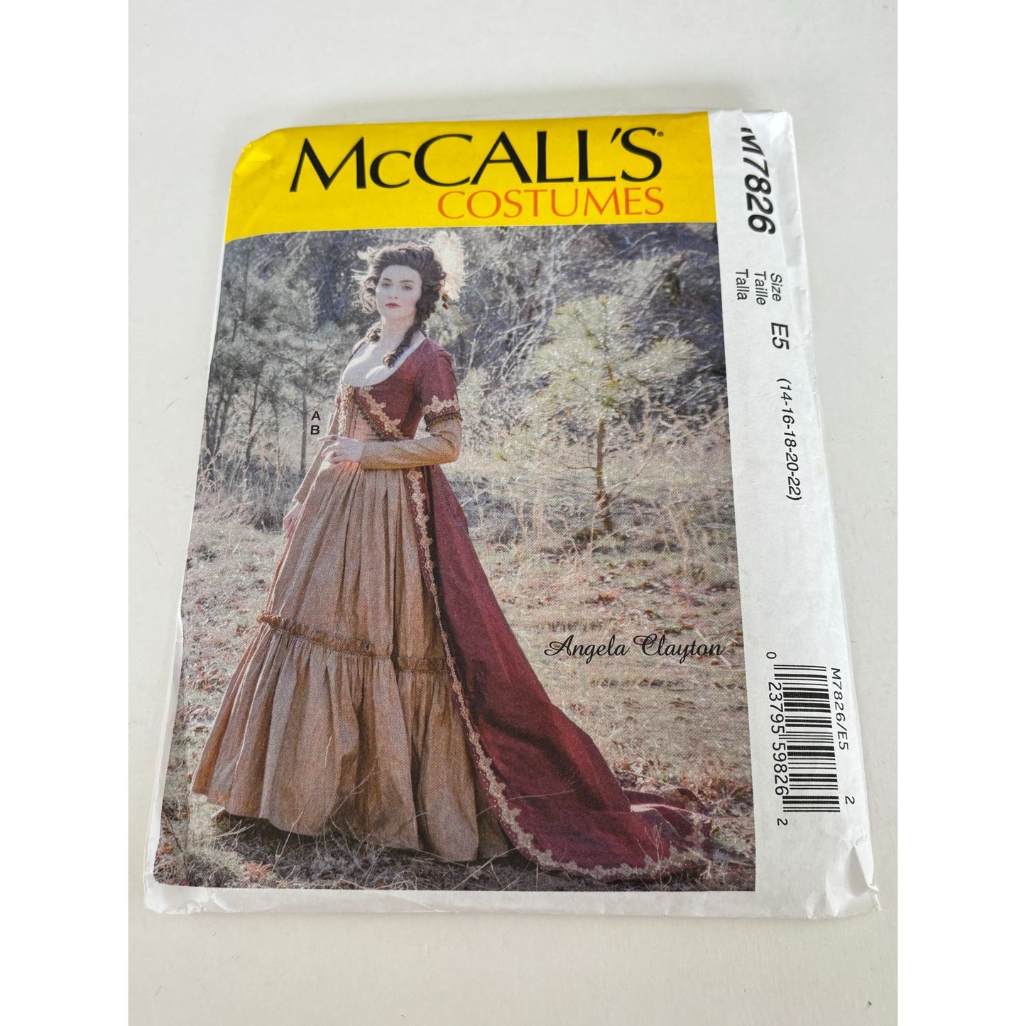 McCalls M7826 Costume Sewing Pattern Colonial Dress Historical Gown Uncut 14-22 Angela Clayton