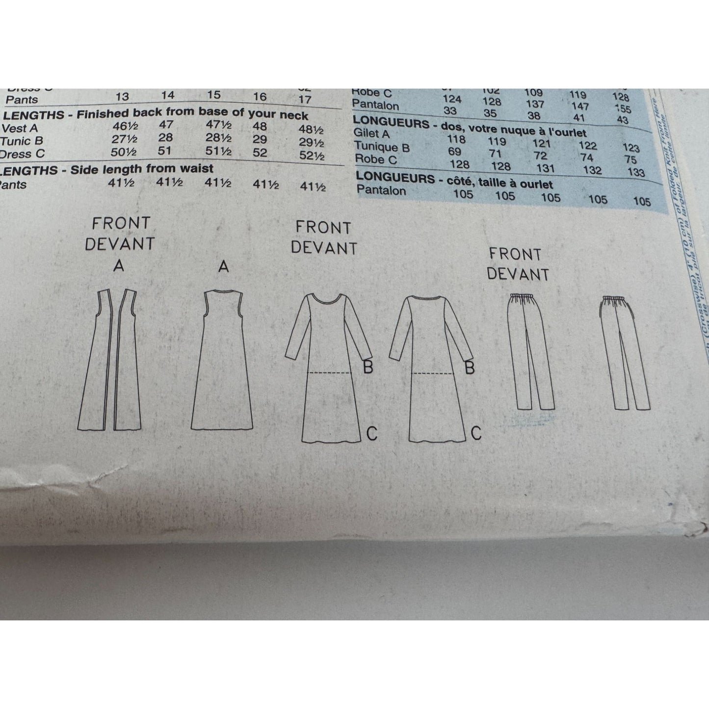 Butterick See and Sew Sewing Pattern B4270 Vest Tunic Dress Pants XS S M 6-14 UC