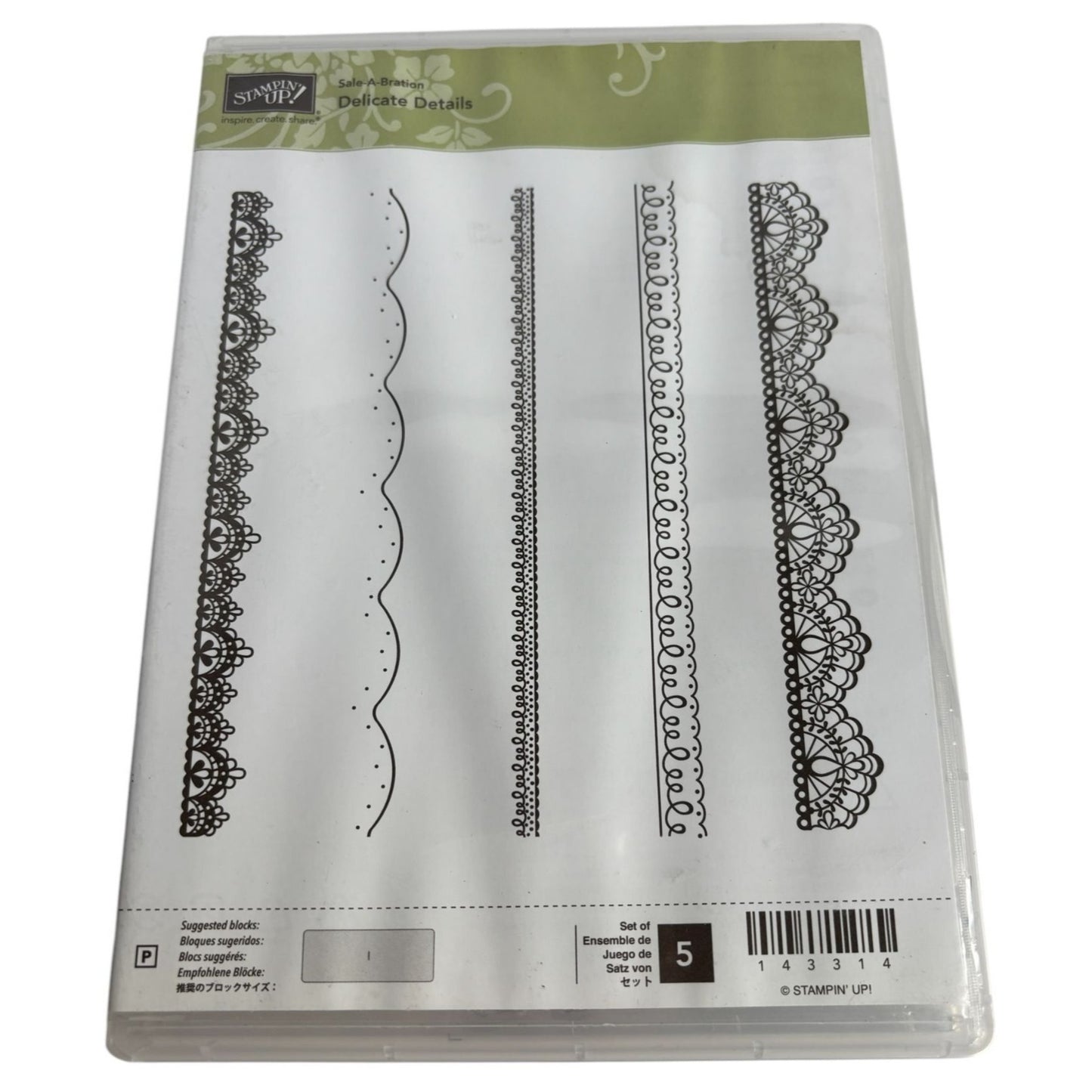 Stampin Up Acrylic Stamp Set Delicate Details Borders Doily Loops Card Making