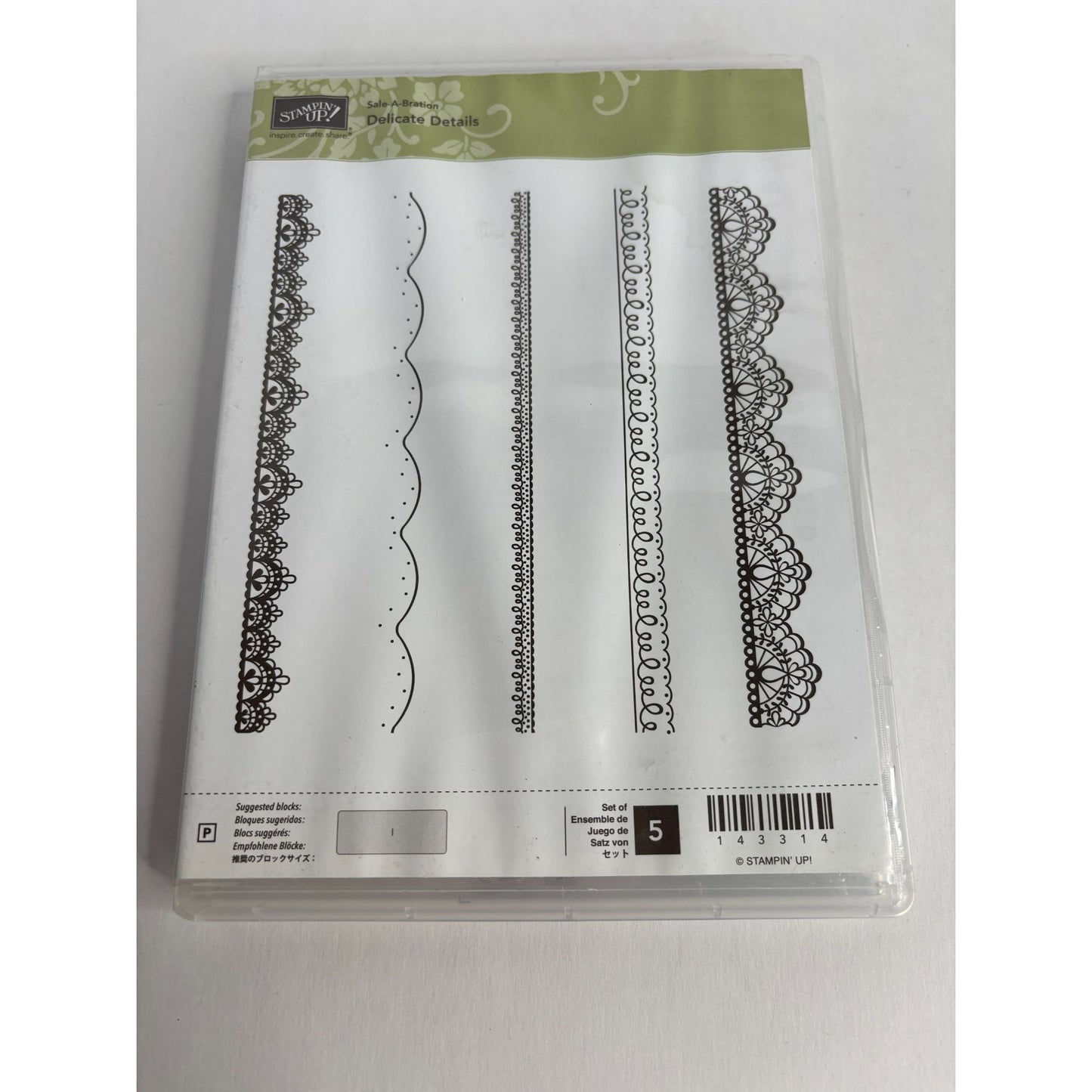 Stampin Up Acrylic Stamp Set Delicate Details Borders Doily Loops Card Making