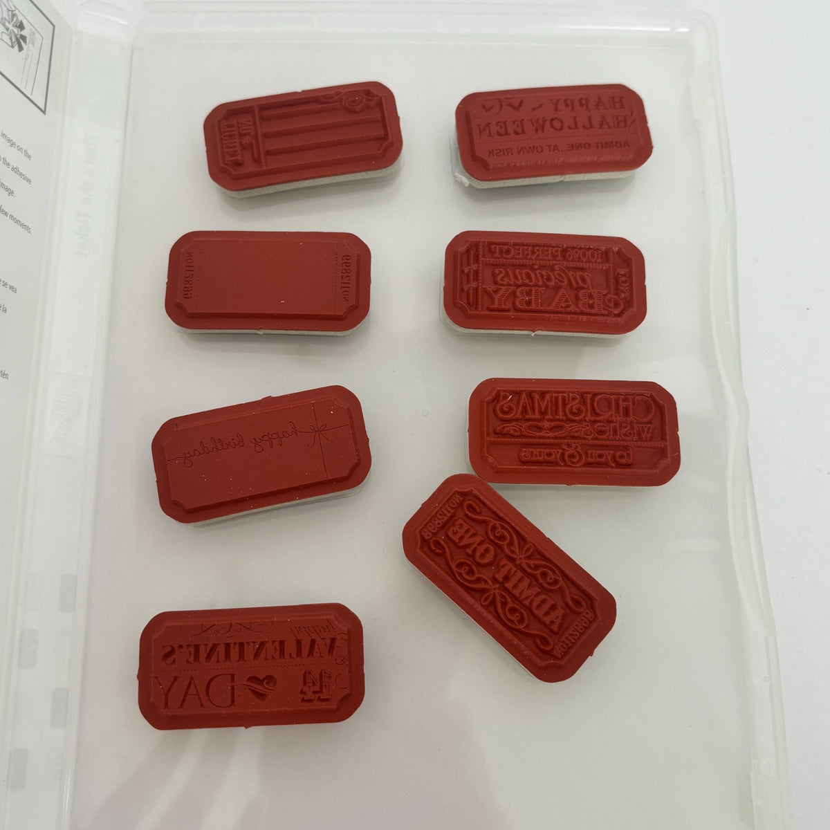 Stampin Up Clear Mount Rubber Stamps Thats the Ticket Tags Halloween Admit One Christmas