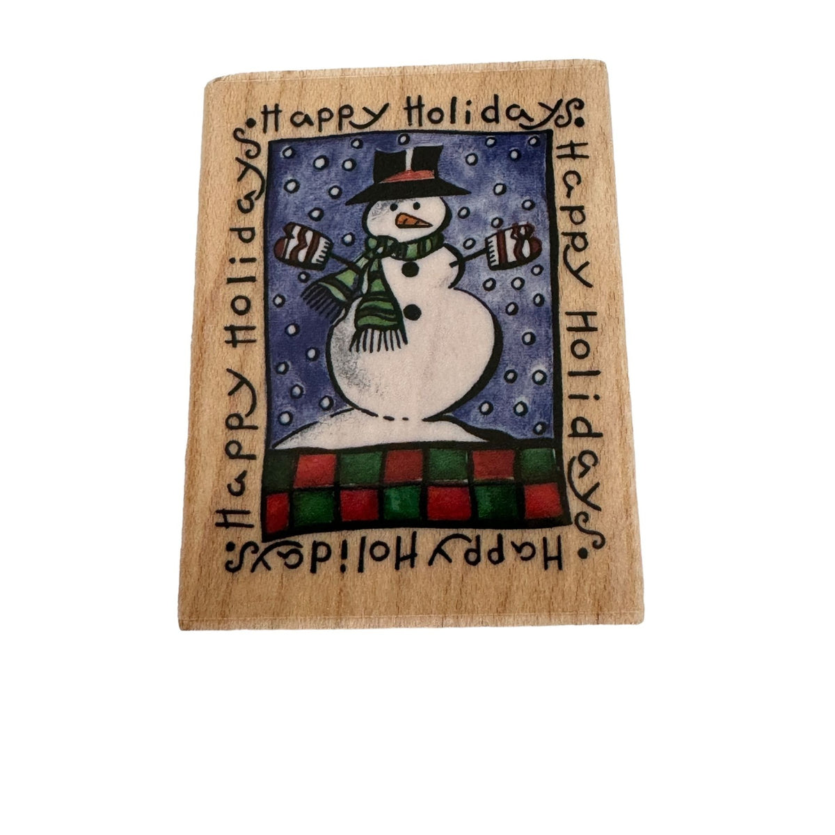 Rubber Stampede Stamp Happy Holidays Snowman Christmas Winter Greeting Snow