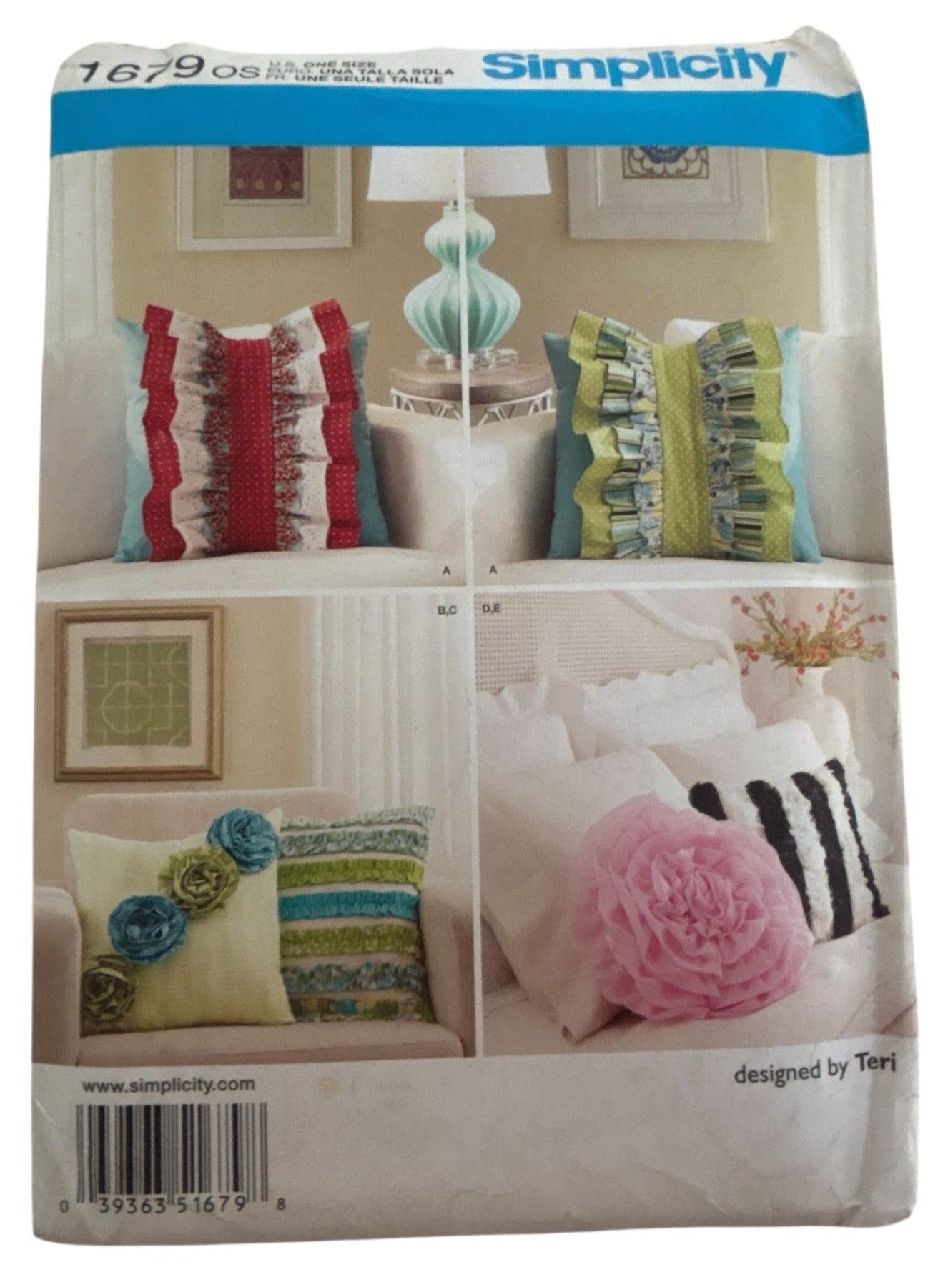 Simplicity Sewing Pattern 1679 Pillows Square Ruffles Couch Bedroom Home Decor