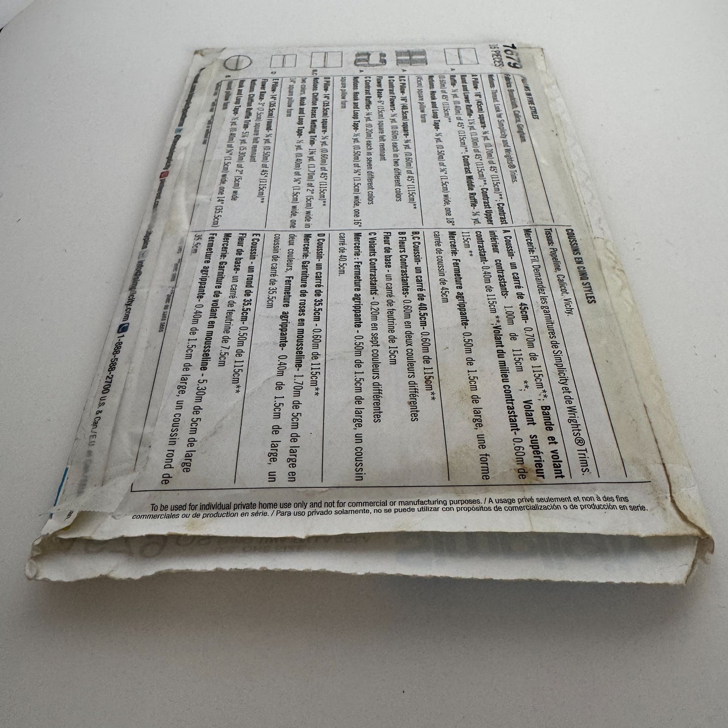 Simplicity Sewing Pattern 1679 Pillows Square Ruffles Couch Bedroom Home Decor