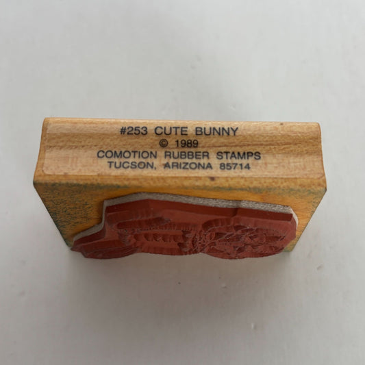 Comotion Wood Mounted Rubber Stamp Cute Bunny Rabbit Toy Spring Easter 253 Vtg