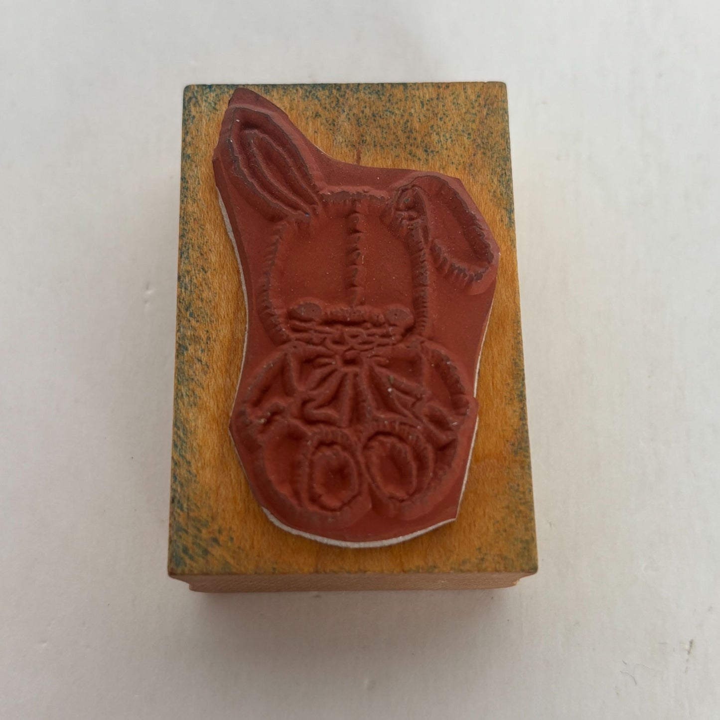 Comotion Wood Mounted Rubber Stamp Cute Bunny Rabbit Toy Spring Easter 253 Vtg