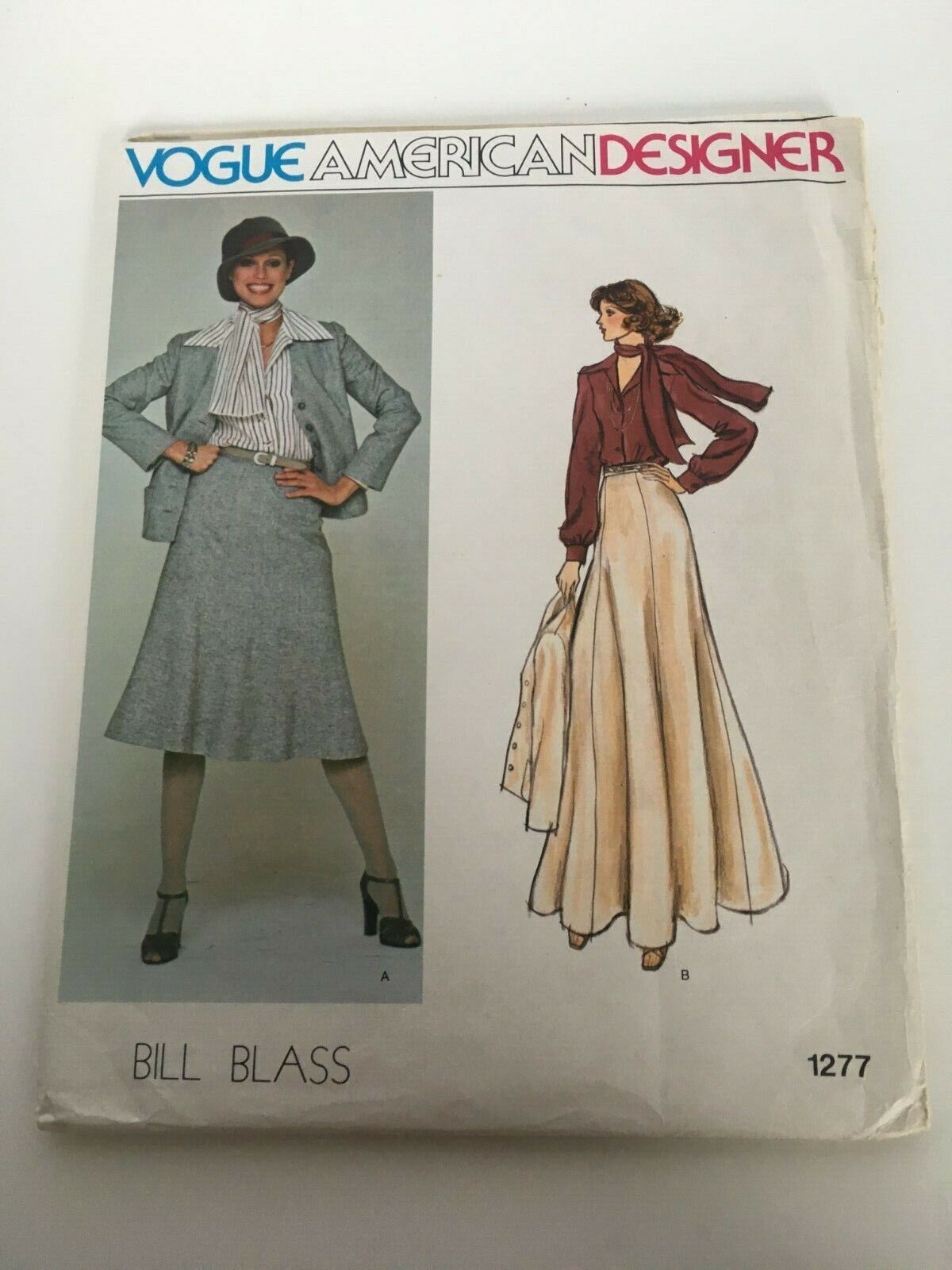 Vogue Sewing Pattern 1277 Designer Bill Blass Jacket Skirt Blouse Scarf 70s 8 Uncut