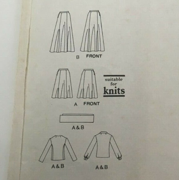 Vogue Sewing Pattern 1277 Designer Bill Blass Jacket Skirt Blouse Scarf 70s 8 Uncut